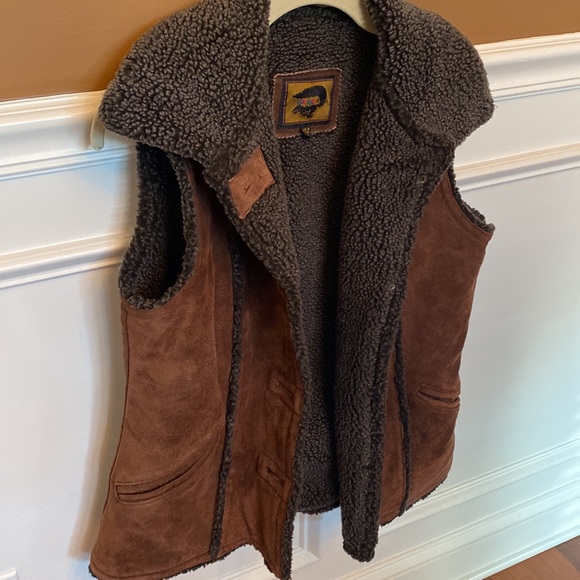 FoxRun Vintage LEATHER Womens Brown Winter Vest Sz M Four Buttons Front Pockets - Picture 16 of 17